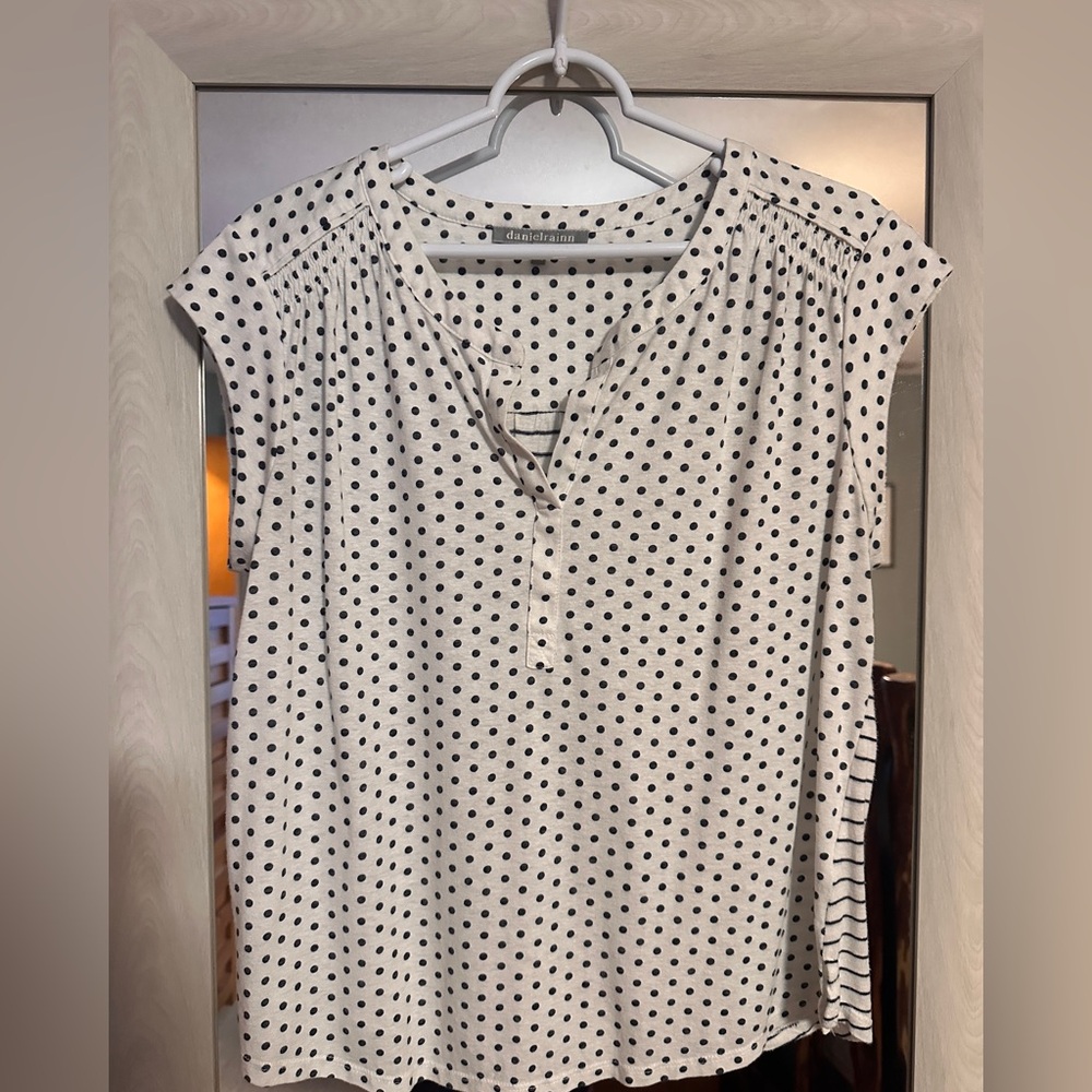 Daniel Rainn Black and White Polka Dot Blouse